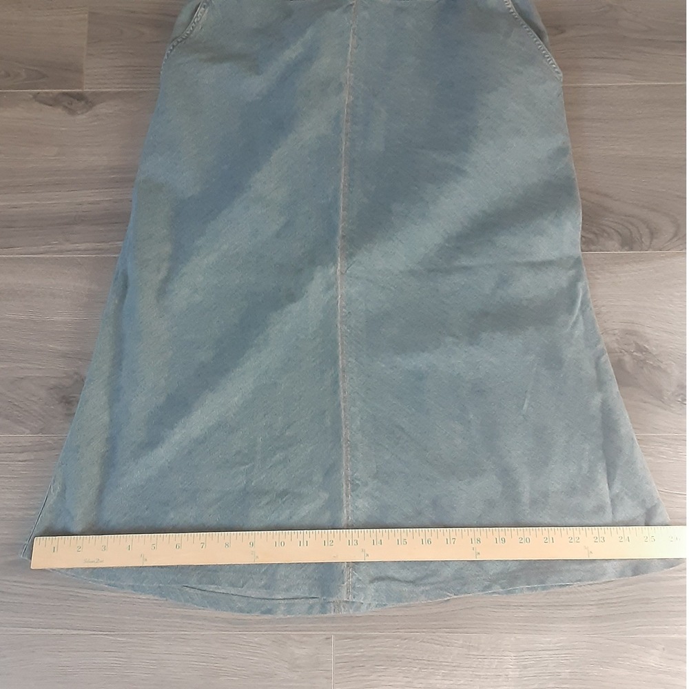 Ralph Lauren Jeans Co. Vintage 90s Sz 4 Denim Midi Skirt Leather Strap Closure - Picture 6 of 13